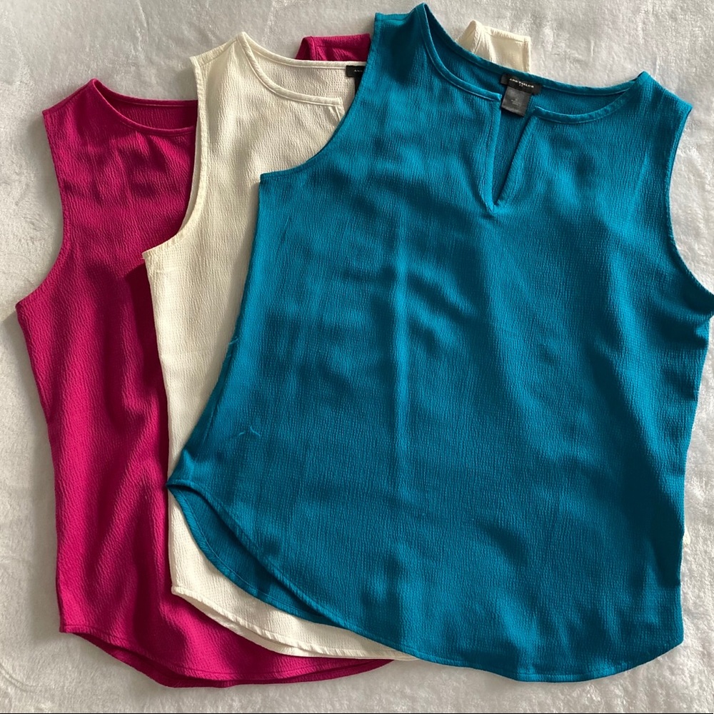 Ann Taylor sleeveless blouses, lot of three
